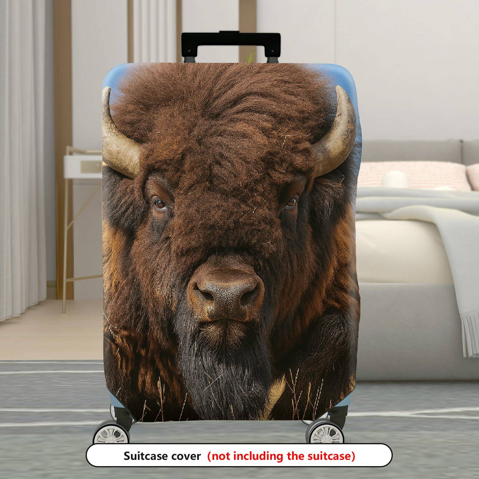 1-Piece Animal Wildlife Nature Scenery Western Landscape Buffalo  Suitcase Luggage Cover, Stretch Protective Sleeve