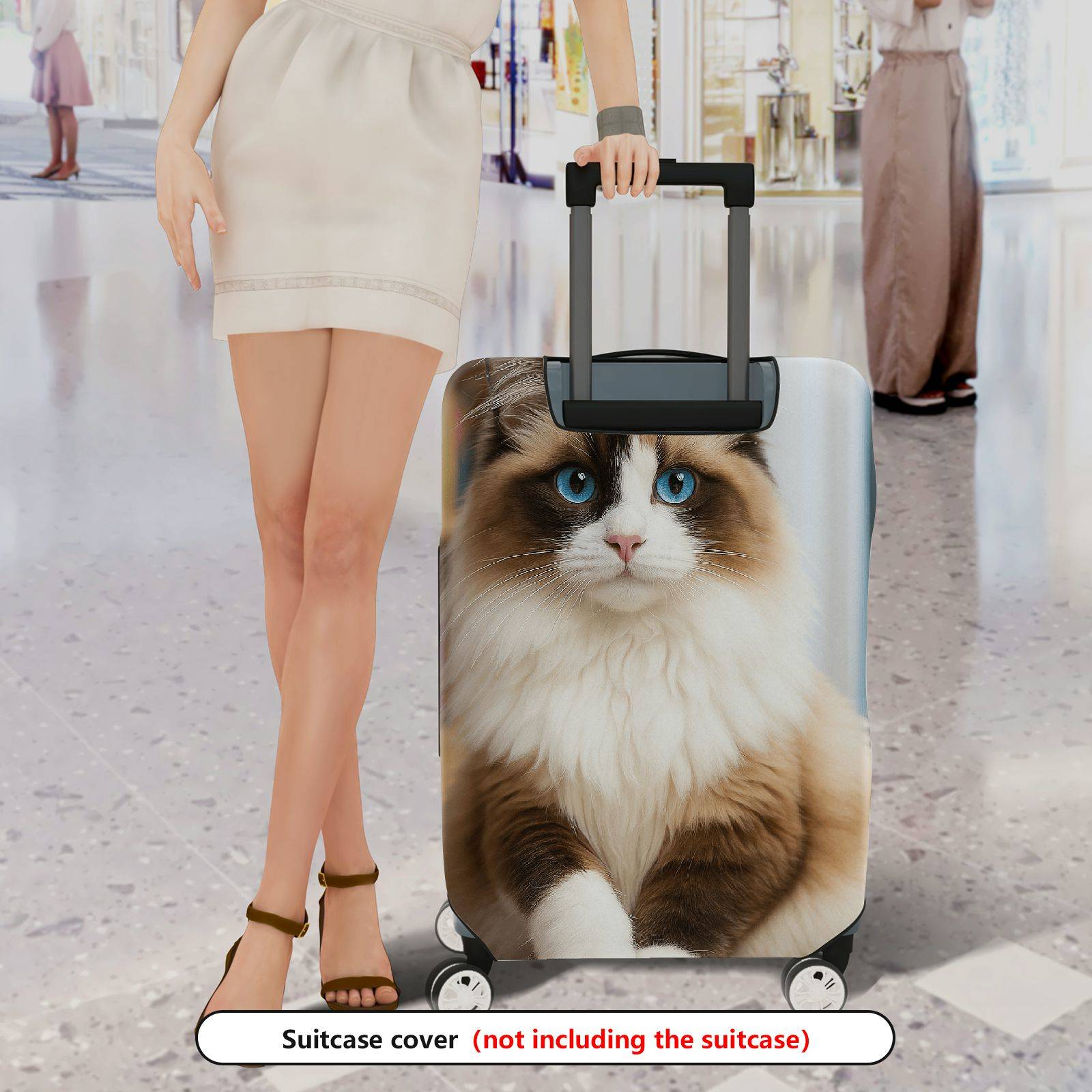 1-Piece Cute Adorable Cat Portrait Feline Travel  Suitcase Luggage Cover, Stretch Protective Sleeve