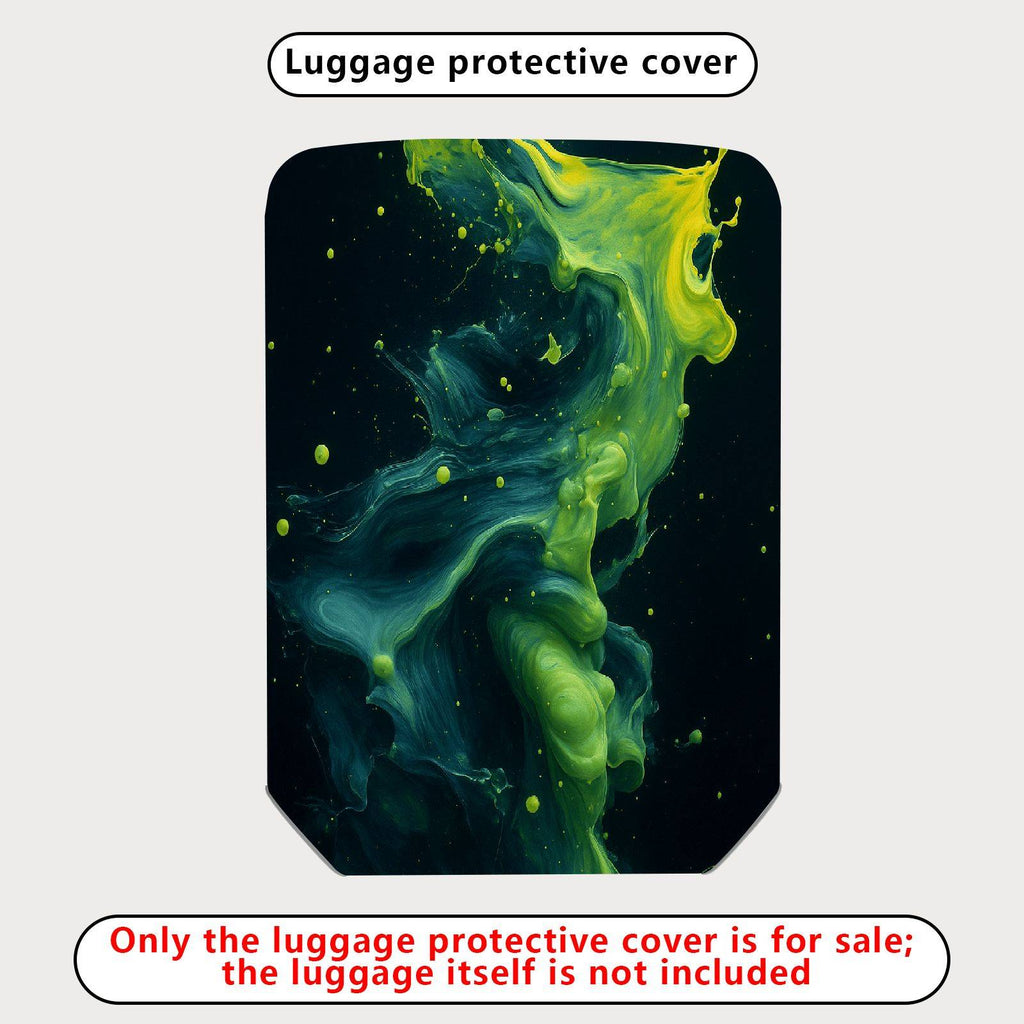 1-Piece Abstract Swirl Splash Green Black Artistic  Suitcase Luggage Cover, Stretch Protective Sleeve