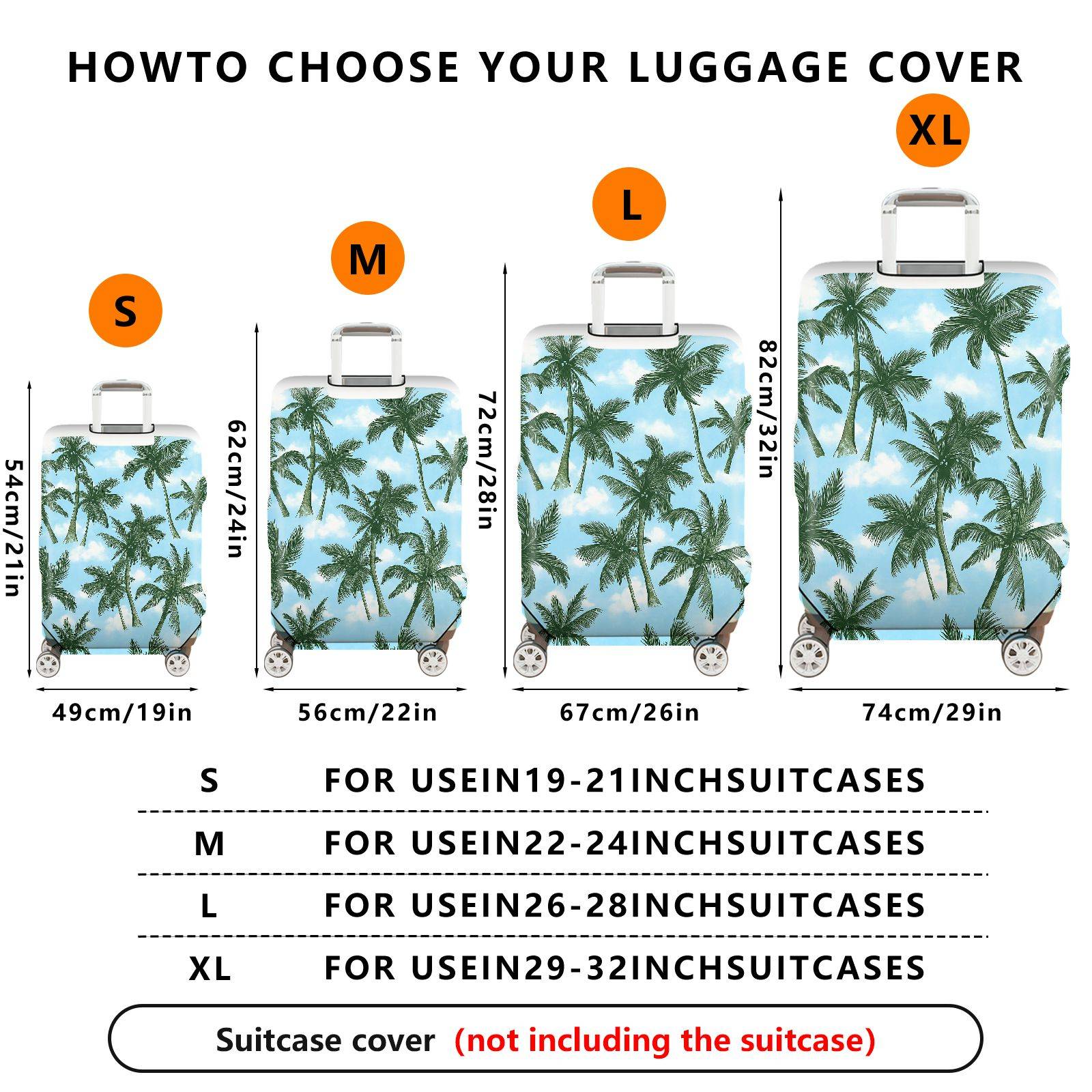 1-Piece Tropical Palm Trees Sky Print Travel Holiday Nature  Suitcase Luggage Cover, Stretch Protective Sleeve