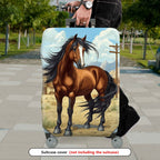 1-Piece Horse Western Countryside Vintage Scenery Artistic  Suitcase Luggage Cover, Stretch Protective Sleeve