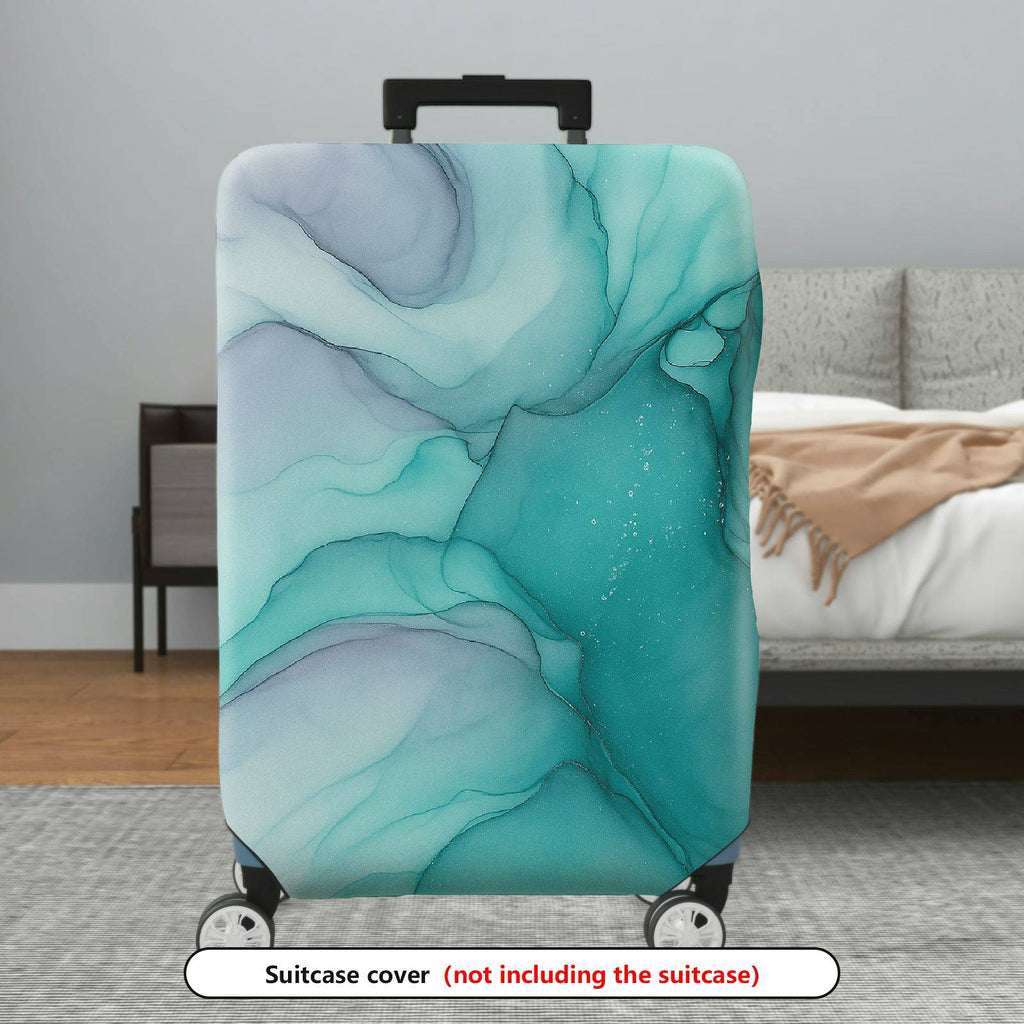 1-Piece Abstract Gradient Marble Artistic Ink Aqua Swirl  Suitcase Luggage Cover, Stretch Protective Sleeve