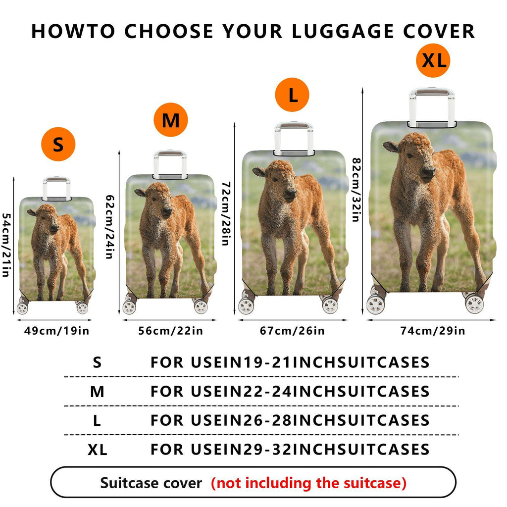 1-Piece Animal Nature Wildlife Calf Grassland Peaceful  Suitcase Luggage Cover, Stretch Protective Sleeve