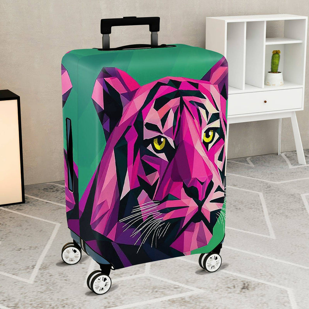 1-Piece Geometric Colorful Tiger Art Animal Print Graphic  Suitcase Luggage Cover, Stretch Protective Sleeve