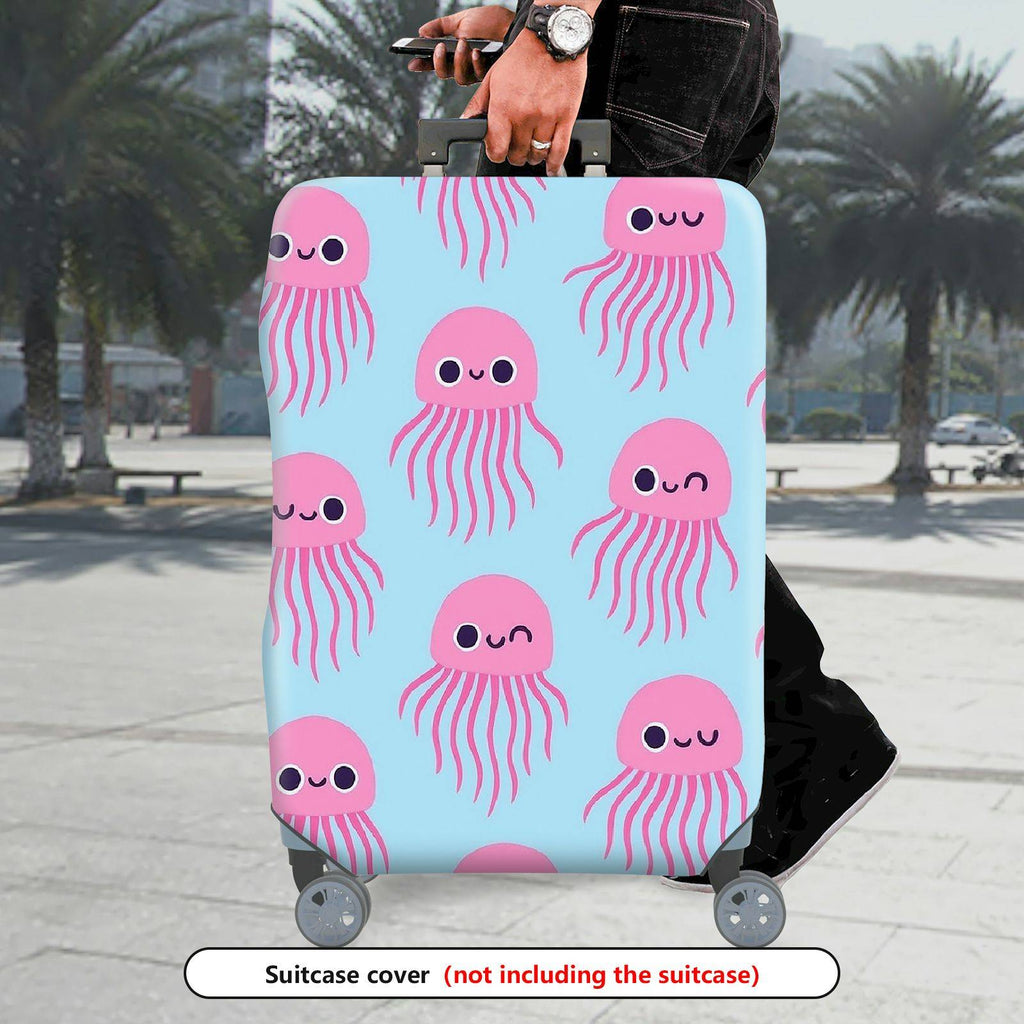 1-Piece Pink Cute  Jellyfish Sea Animal Ocean Travel  Suitcase Luggage Cover, Stretch Protective Sleeve