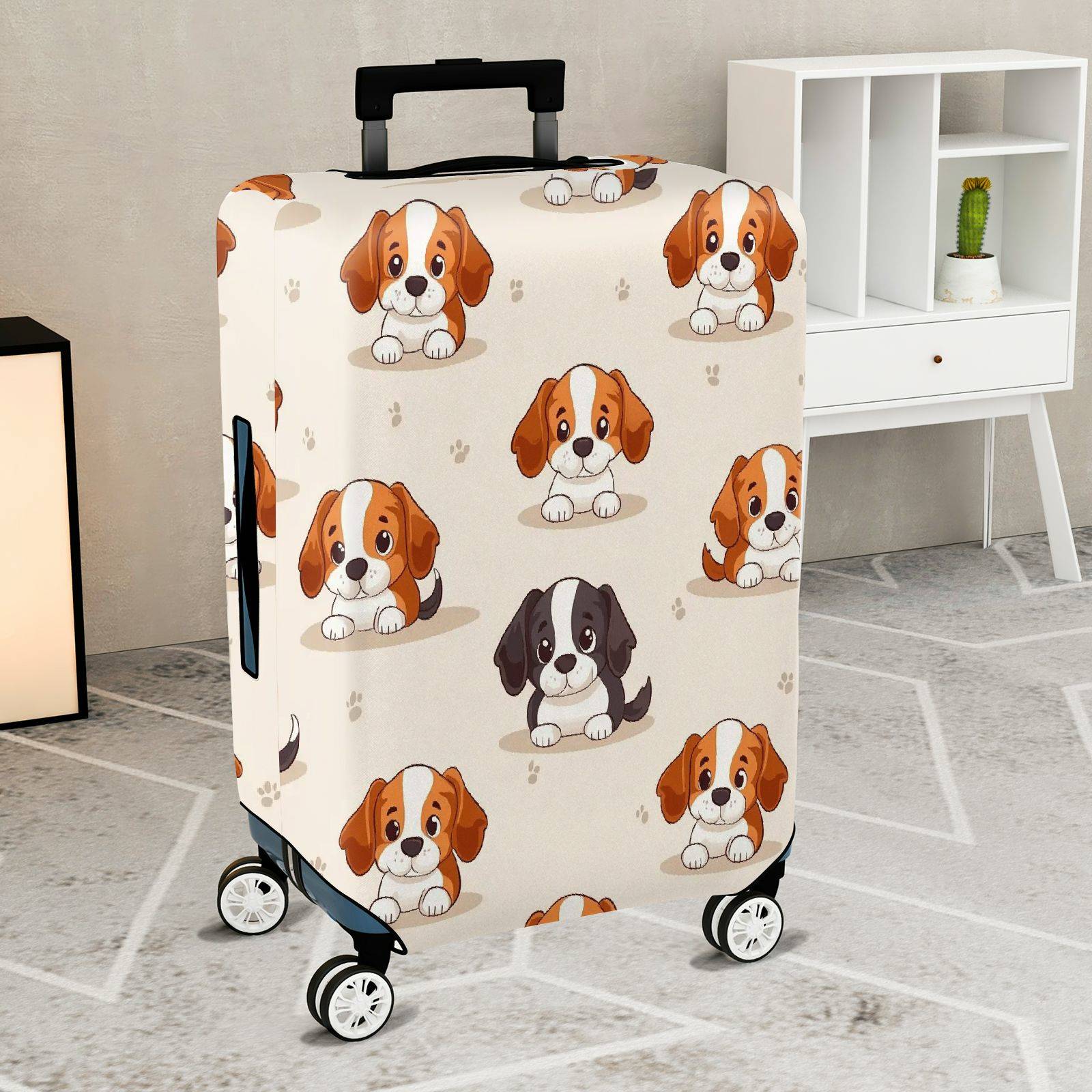 1-Piece Cute Puppy Dog Paw  Animal Beige  Suitcase Luggage Cover, Stretch Protective Sleeve