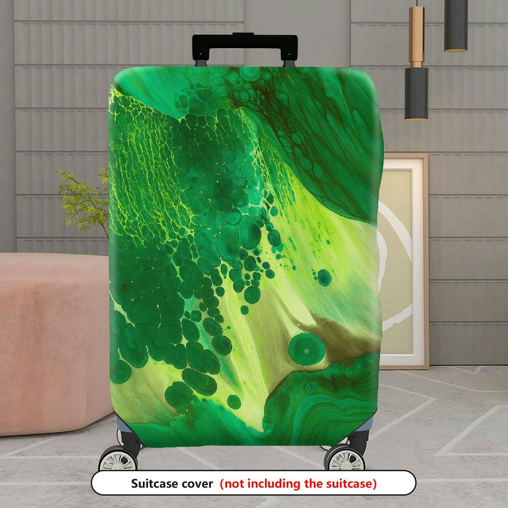 1-Piece Abstract Green Artistic Fluid Pattern Colorful  Suitcase Luggage Cover, Stretch Protective Sleeve