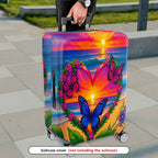 1-Piece Sunset Ocean Heart Butterfly Floral  Suitcase Luggage Cover, Stretch Protective Sleeve