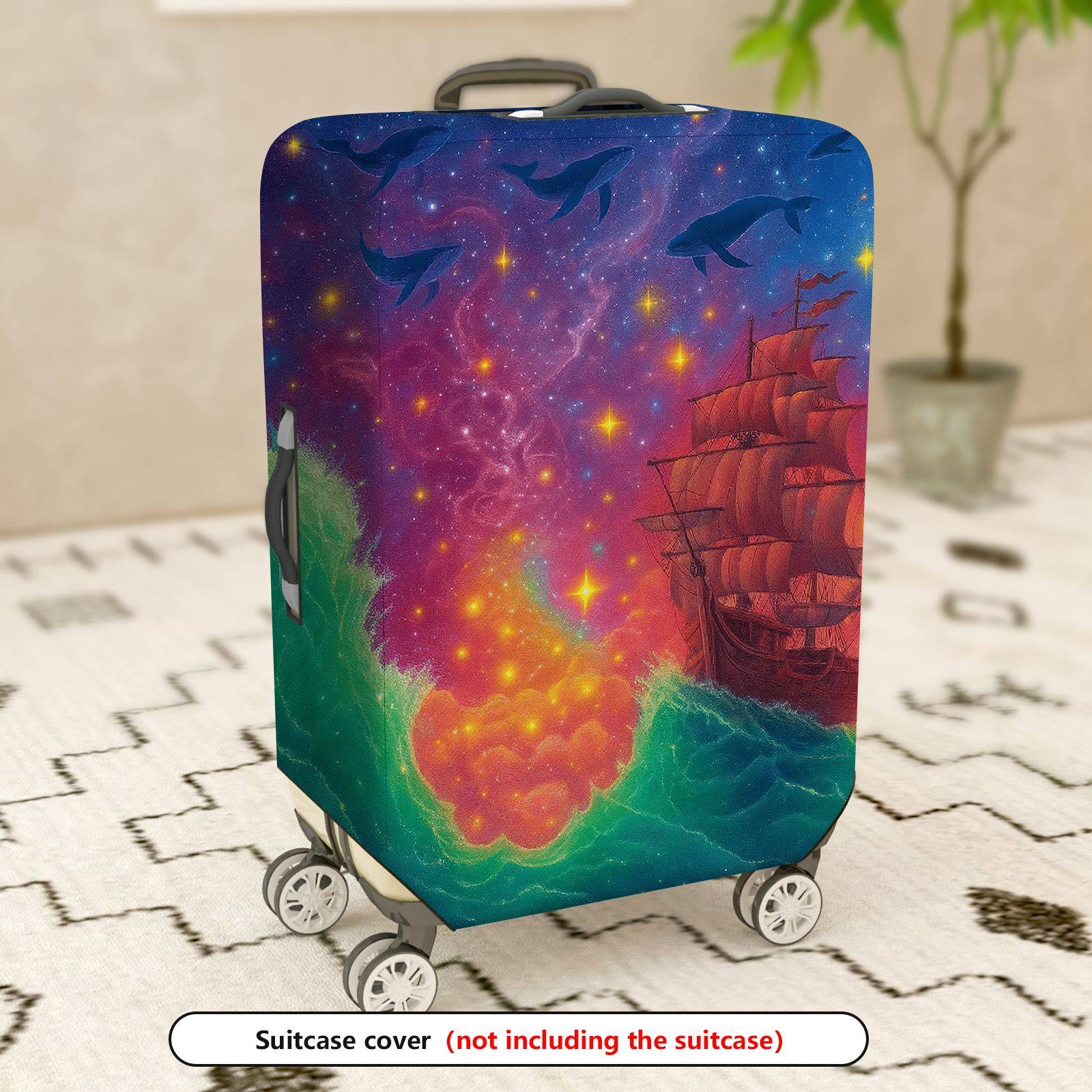 1-Piece Colorful Maritime Cosmic Fantasy Starry  Suitcase Luggage Cover, Stretch Protective Sleeve