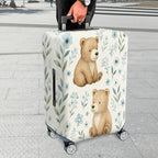 1-Piece Cute Bear Floral Nature Artistic Animal  Suitcase Luggage Cover, Stretch Protective Sleeve