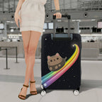 1-Piece Cute Cat Rainbow Galaxy Starry Night Cosmic  Suitcase Luggage Cover, Stretch Protective Sleeve