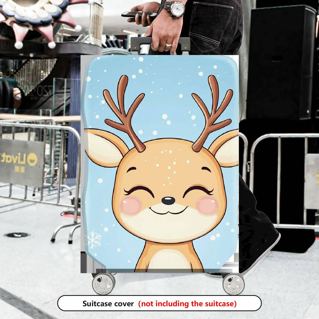 1-Piece Reindeer Snowflake Winter Holiday Cute Animal  Suitcase Luggage Cover, Stretch Protective Sleeve