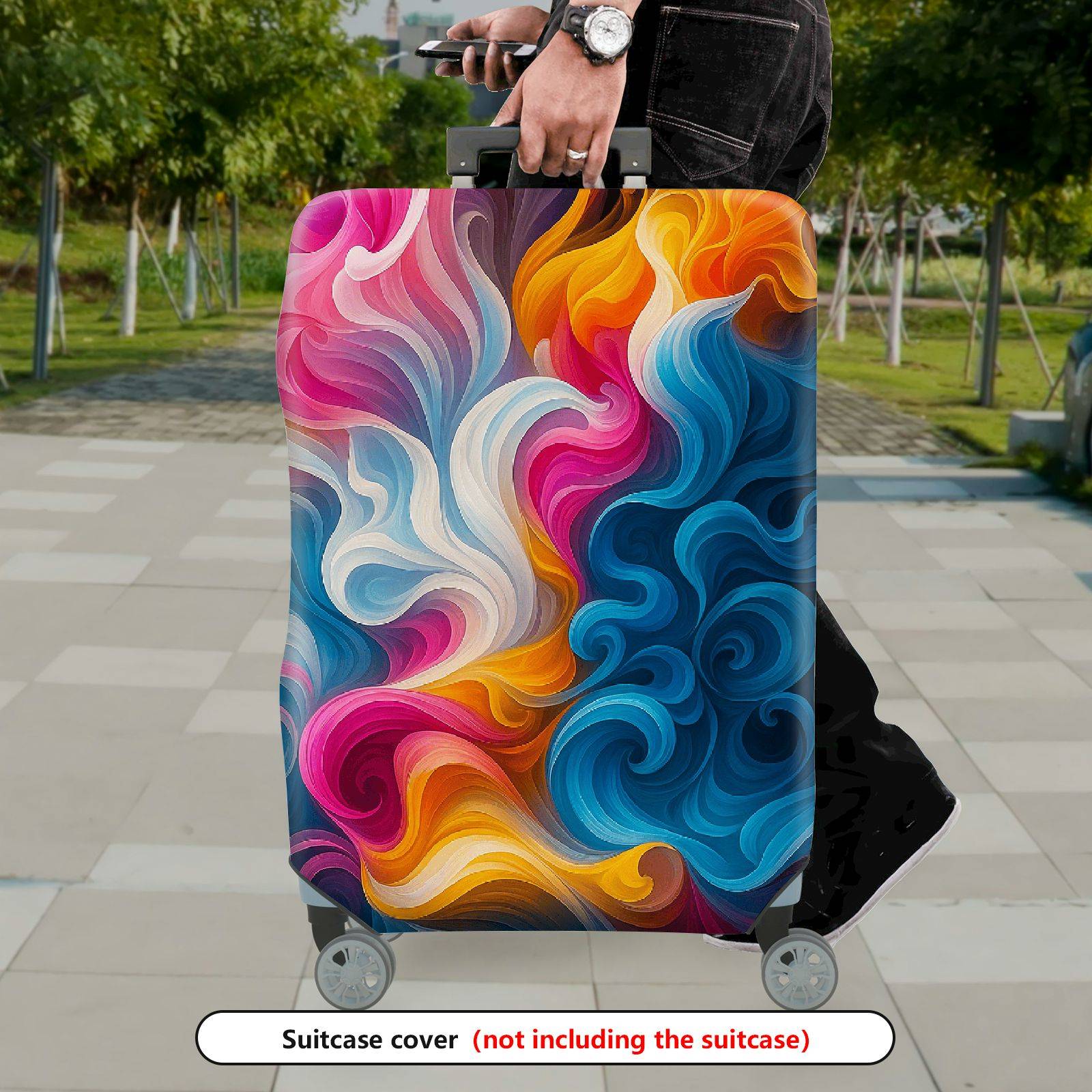 1-Piece Abstract Colorful Swirl Artistic Vibrant Dynamic  Suitcase Luggage Cover, Stretch Protective Sleeve