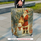 1-Piece Christmas Snowman Santa Reindeer Holiday  Suitcase Luggage Cover, Stretch Protective Sleeve