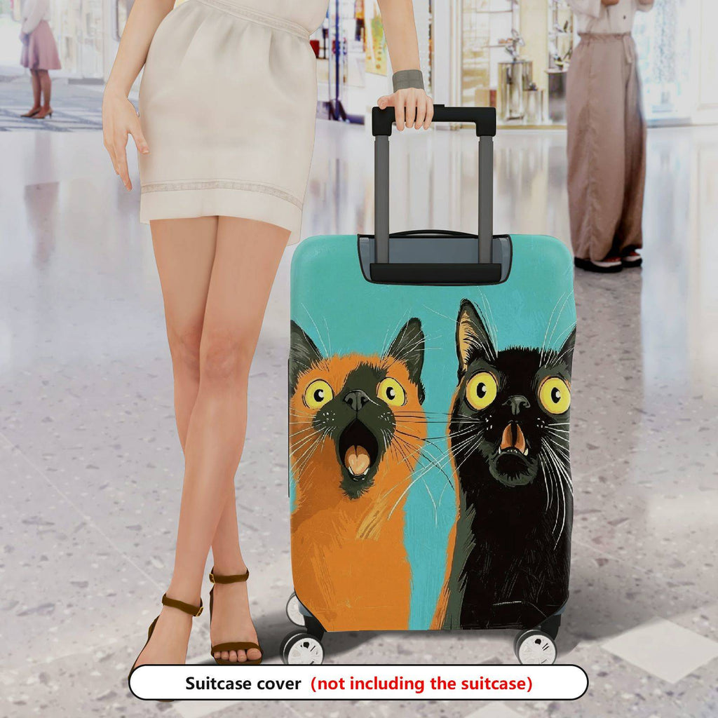 1-Piece Funny Colorful Cute Cat Abstract  Suitcase Luggage Cover, Stretch Protective Sleeve