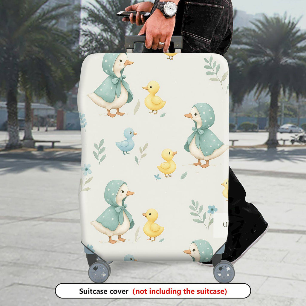 1-Piece Duckling Floral Pastel Cute Animal  Suitcase Luggage Cover, Stretch Protective Sleeve