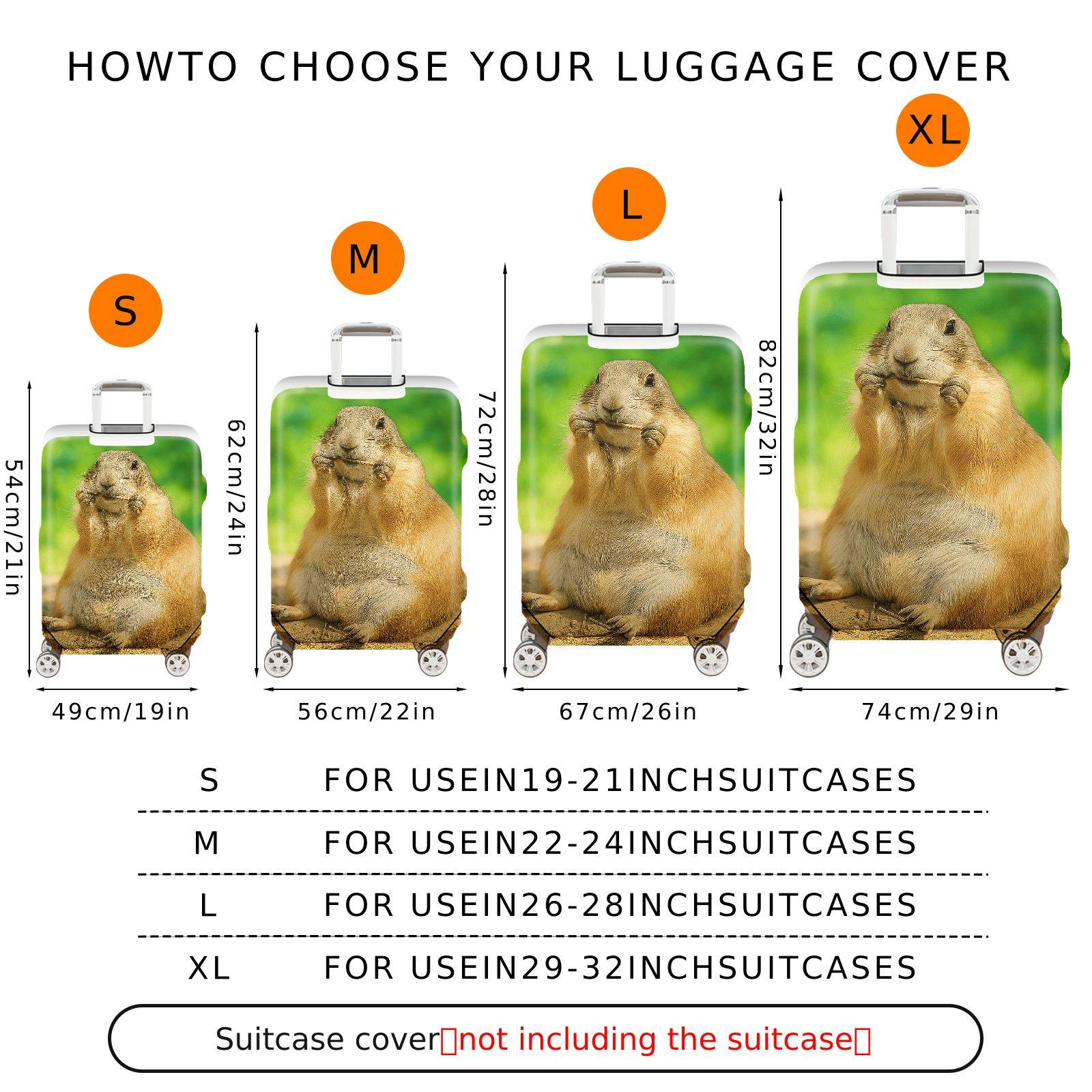 1-Piece Cute Animal Prairie Dog Nature Wildlife Art  Suitcase Luggage Cover, Stretch Protective Sleeve