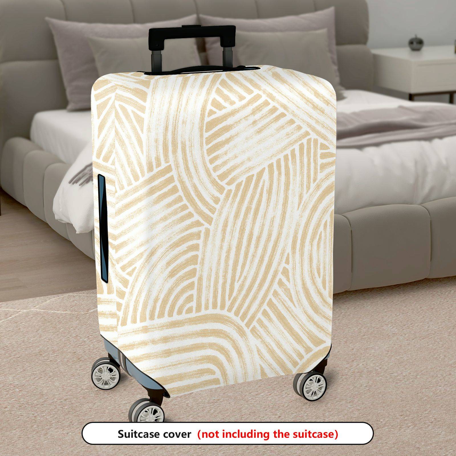 1-Piece Abstract Stripe Beige Pattern Simple Elegant Minimalist Stylish  Suitcase Luggage Cover, Stretch Protective Sleeve