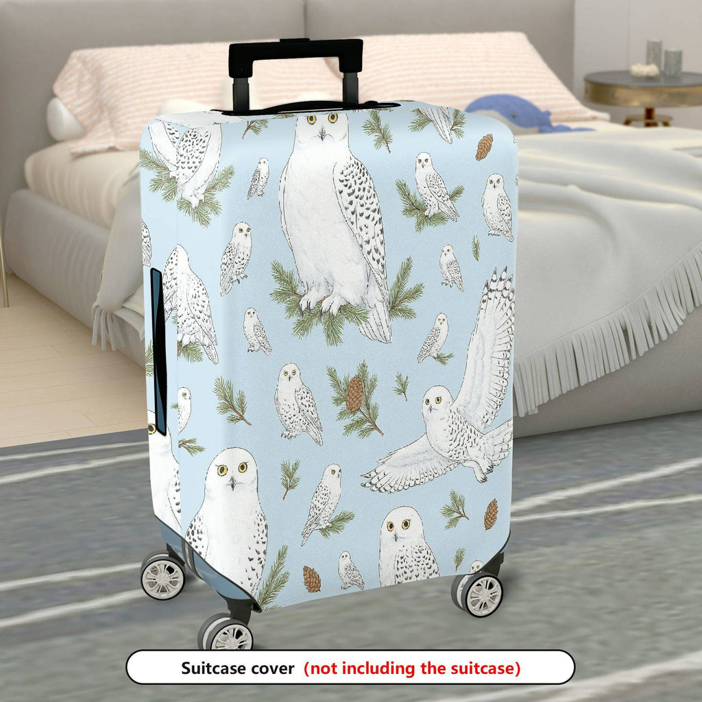 1-Piece Owl Pinecone Pattern Snow Landscape Winter Animal  Suitcase Luggage Cover, Stretch Protective Sleeve