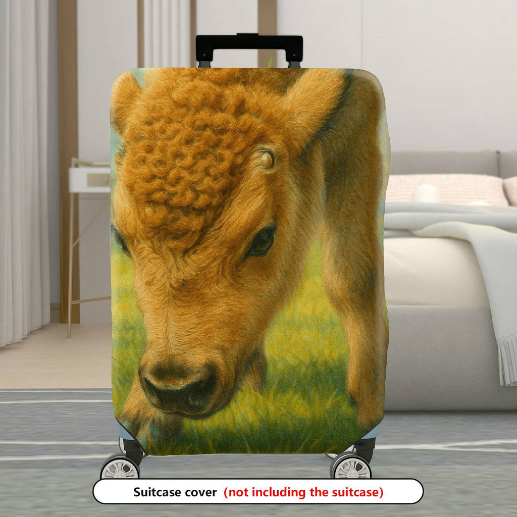 1-Piece Cute Animal Pastoral Nature Buffalo Travel  Suitcase Luggage Cover, Stretch Protective Sleeve