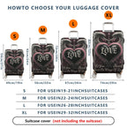 1-Piece Love Heart Wings Gothic Romantic Artistic  Suitcase Luggage Cover, Stretch Protective Sleeve