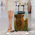 1-Piece Cute Cow Animal Pasture Sunset Scenic Country  Suitcase Luggage Cover, Stretch Protective Sleeve
