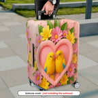 1-Piece Love Bird Floral Heart Romantic Colorful  Suitcase Luggage Cover, Stretch Protective Sleeve