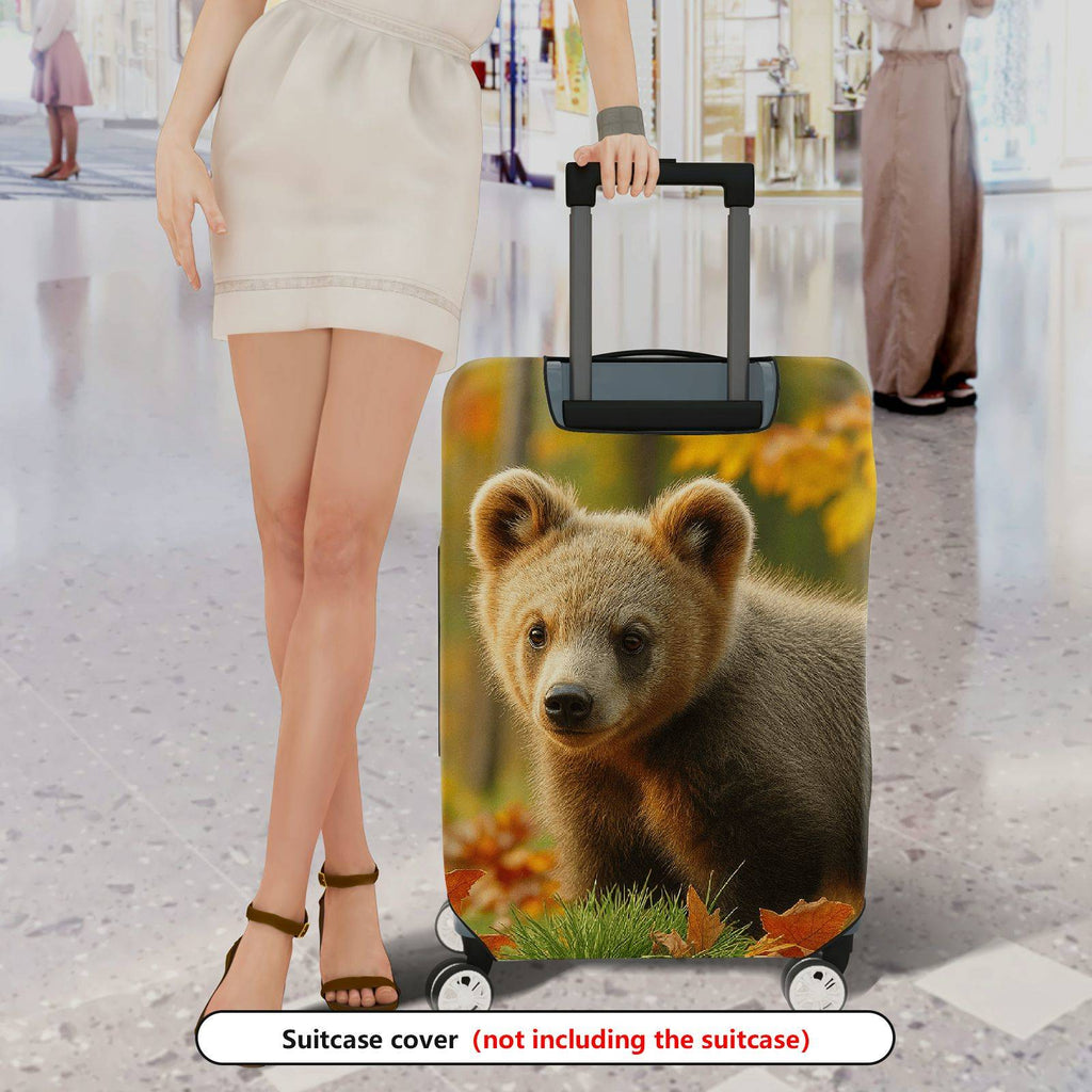 1-Piece Cute Bear Autumn Forest Wildlife Nature Scenic  Suitcase Luggage Cover, Stretch Protective Sleeve