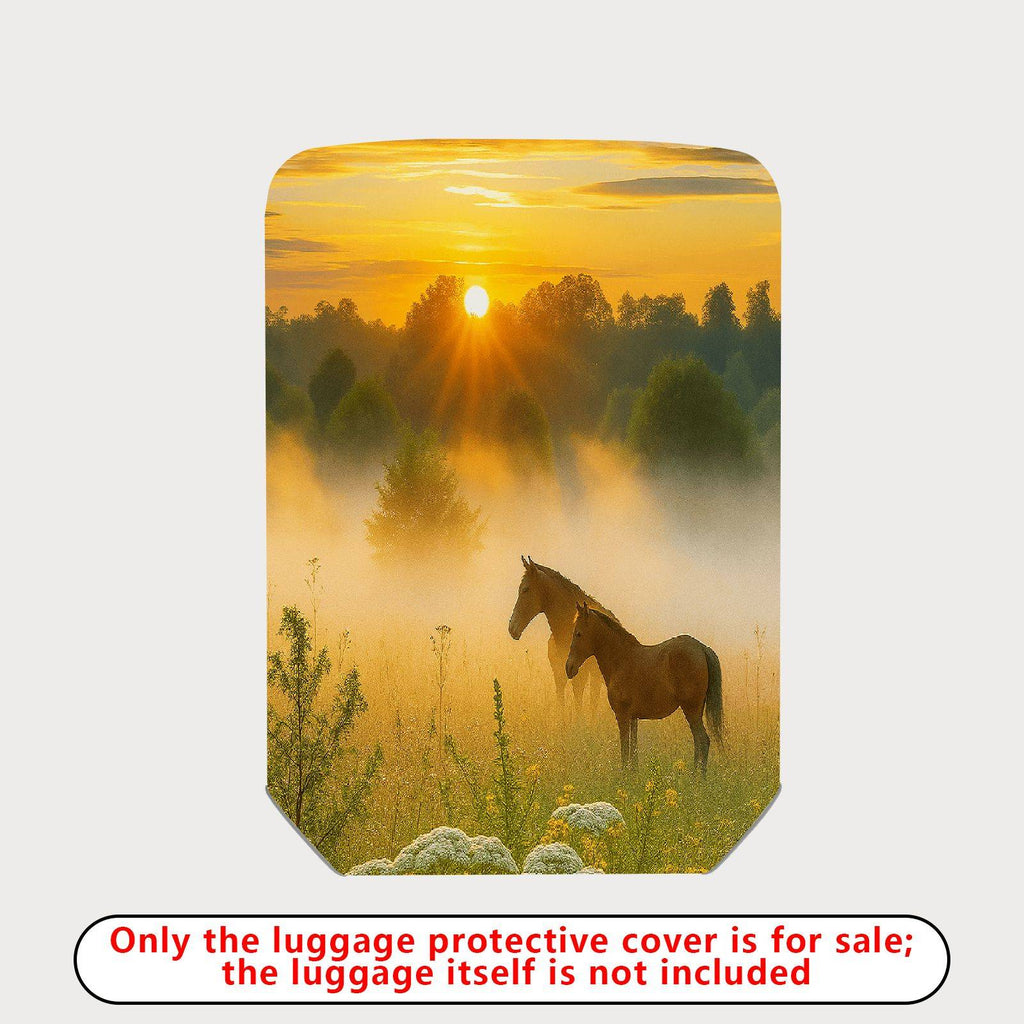 1-Piece Sunrise Horse Nature Landscape Scenery Mist  Suitcase Luggage Cover, Stretch Protective Sleeve