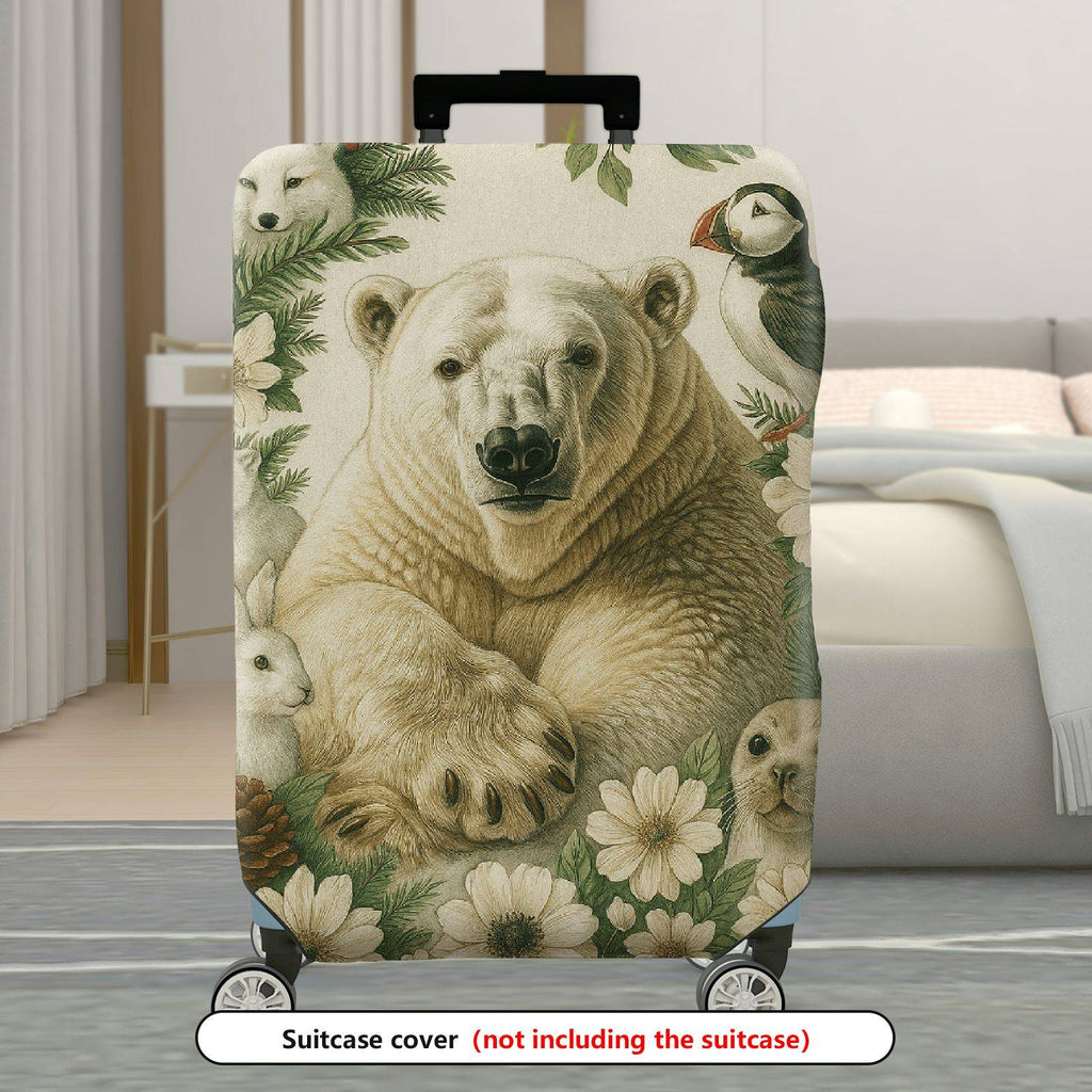 1-Piece Animal Forest Nature Floral Bear Scenic  Suitcase Luggage Cover, Stretch Protective Sleeve