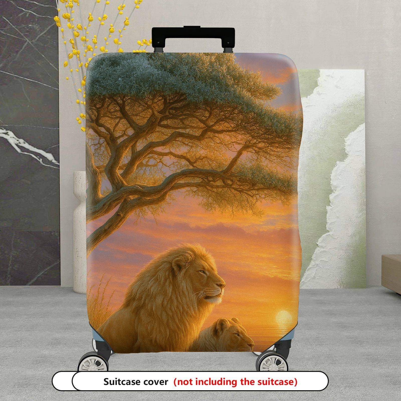 1-Piece Sunset Lion Tree Landscape Wildlife  Suitcase Luggage Cover, Stretch Protective Sleeve