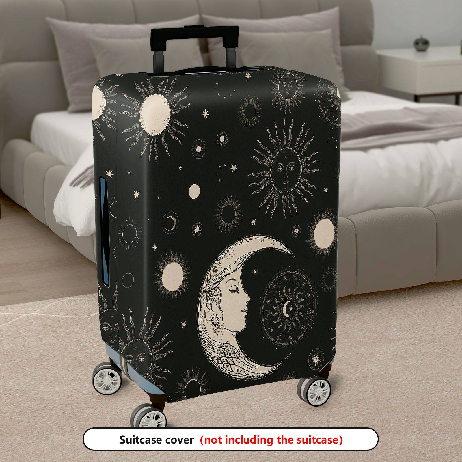 1-Piece Moon Sun Star Cosmic Celestial Universe Galaxy  Suitcase Luggage Cover, Stretch Protective Sleeve