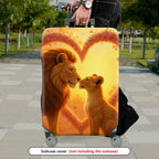 1-Piece Lion Heart Nature Artful Illustration Floral  Suitcase Luggage Cover, Stretch Protective Sleeve