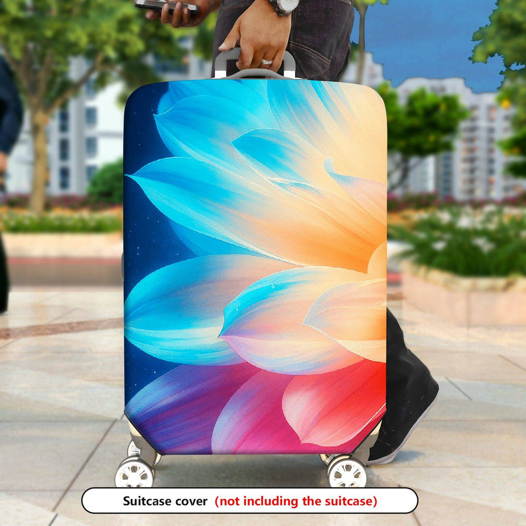 1-Piece Floral Abstract Colorful Gradient Vibrant Artistic  Suitcase Luggage Cover, Stretch Protective Sleeve