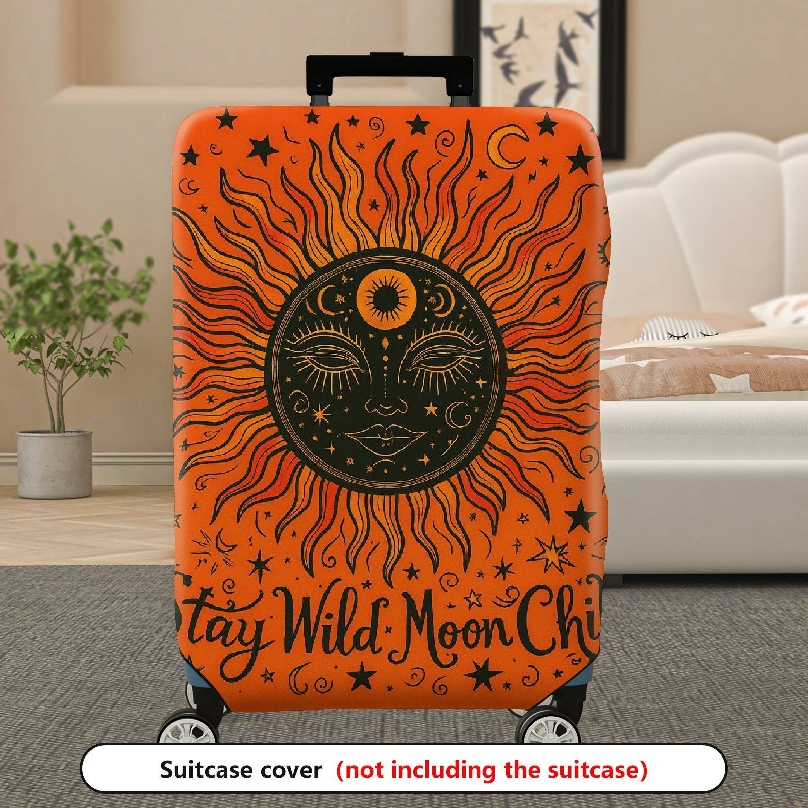 1-Piece Sun Moon Star Cosmic Astral Mystical  Suitcase Luggage Cover, Stretch Protective Sleeve