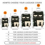 1-Piece Black Cat Coffee Paw Whiskers Cute  Suitcase Luggage Cover, Stretch Protective Sleeve