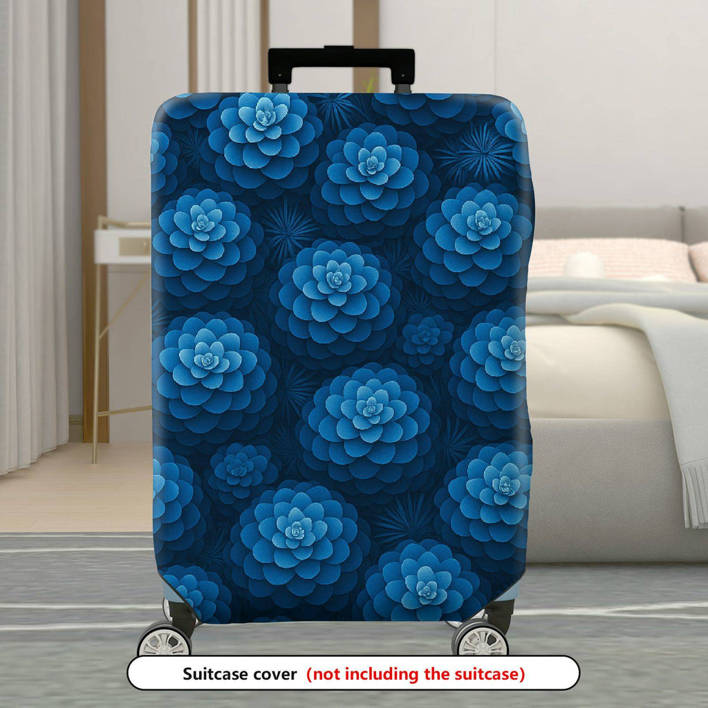 1-Piece Blue Floral Pattern Travel Holiday Spring Stylish  Suitcase Luggage Cover, Stretch Protective Sleeve
