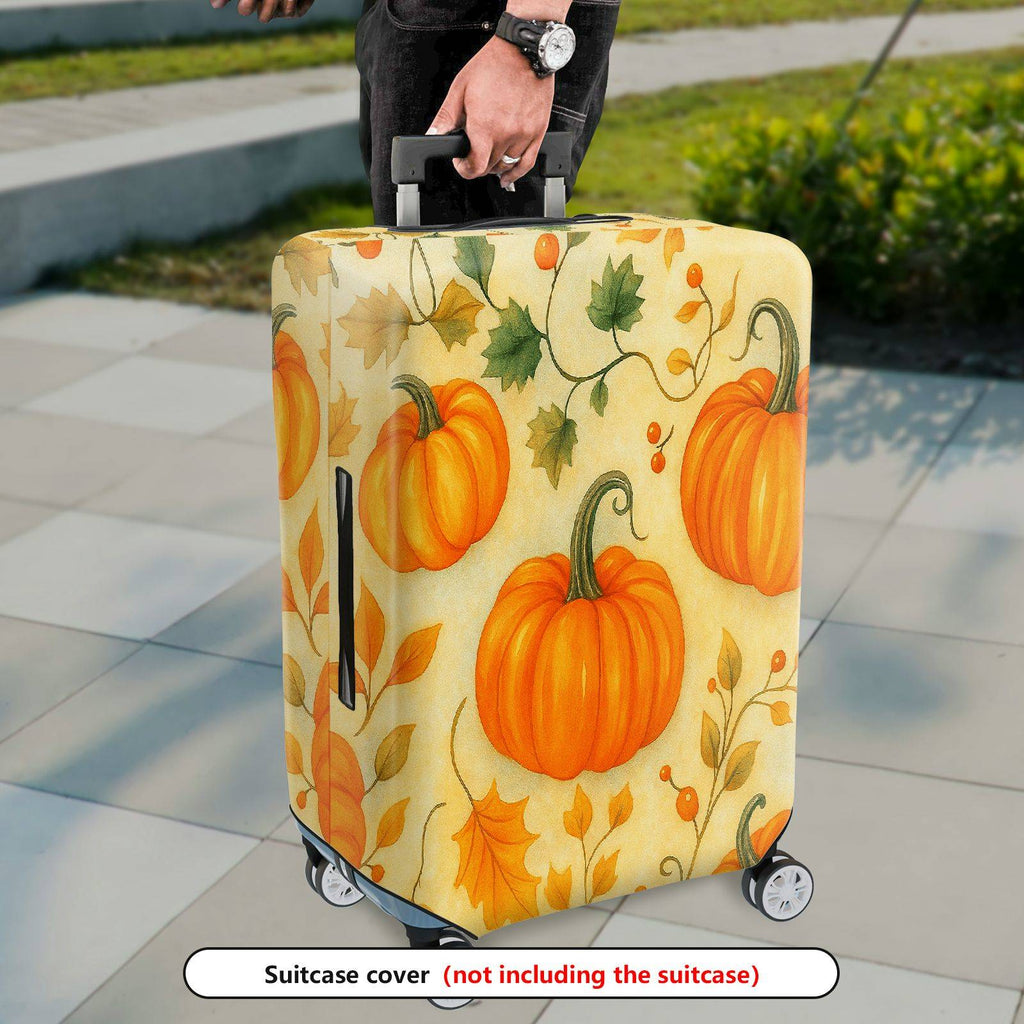 1-Piece Pumpkin Autumn Leaves Harvest Thanksgiving Holiday  Suitcase Luggage Cover, Stretch Protective Sleeve