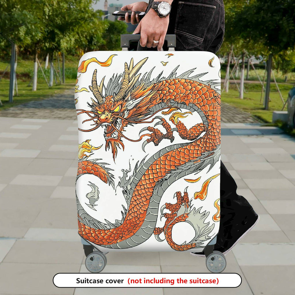 1-Piece Dragon Mythical Oriental  Fiery Artistic  Suitcase Luggage Cover, Stretch Protective Sleeve