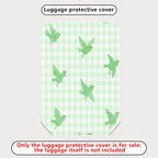 1-Piece Green Bird Check Pattern Plaid Travel Holiday  Suitcase Luggage Cover, Stretch Protective Sleeve