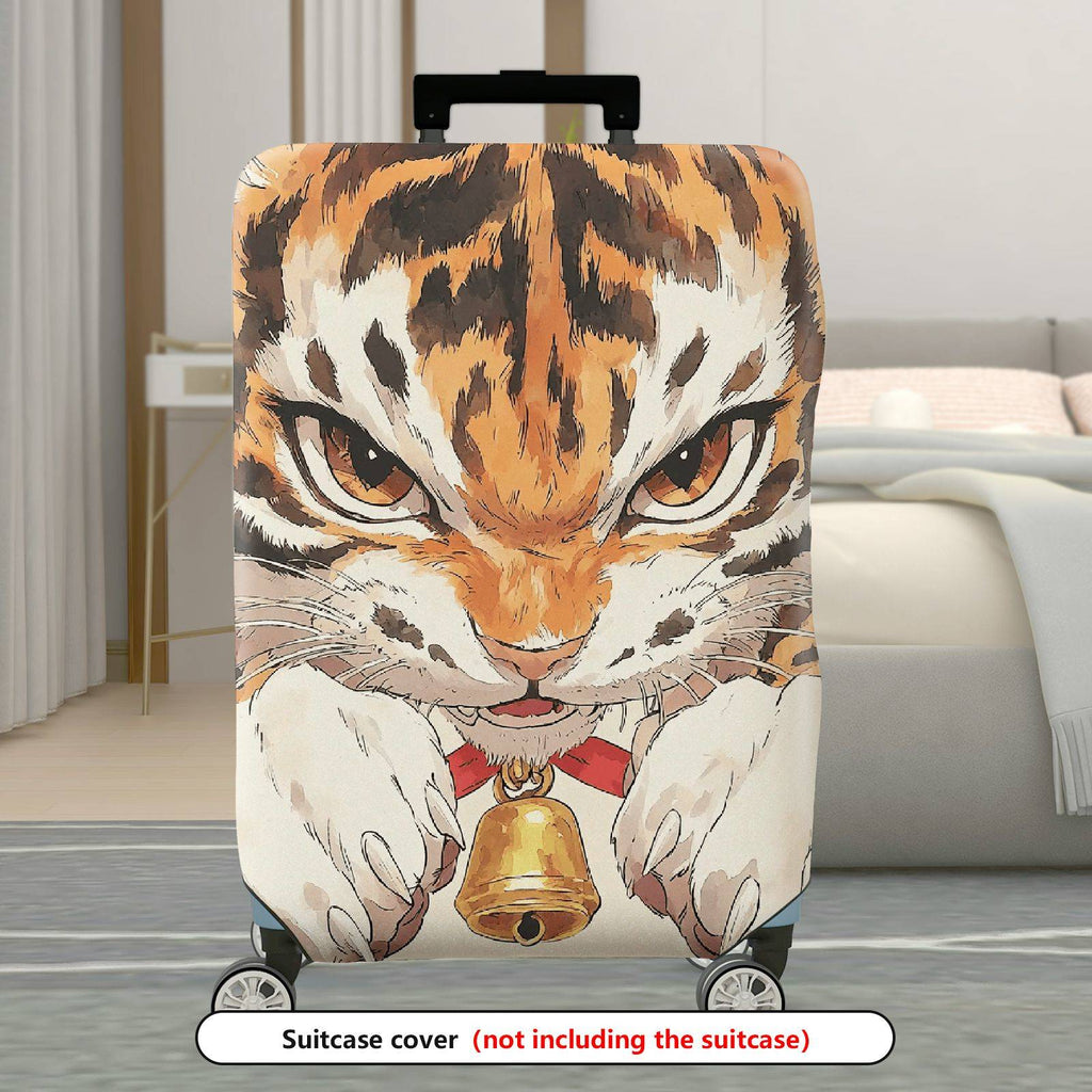 1-Piece Animal Tiger Pattern Protector Bells Ears Whiskers  Suitcase Luggage Cover, Stretch Protective Sleeve