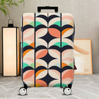 1-Piece Retro Colorful Leaf Geometric Abstract Vibrant  Suitcase Luggage Cover, Stretch Protective Sleeve