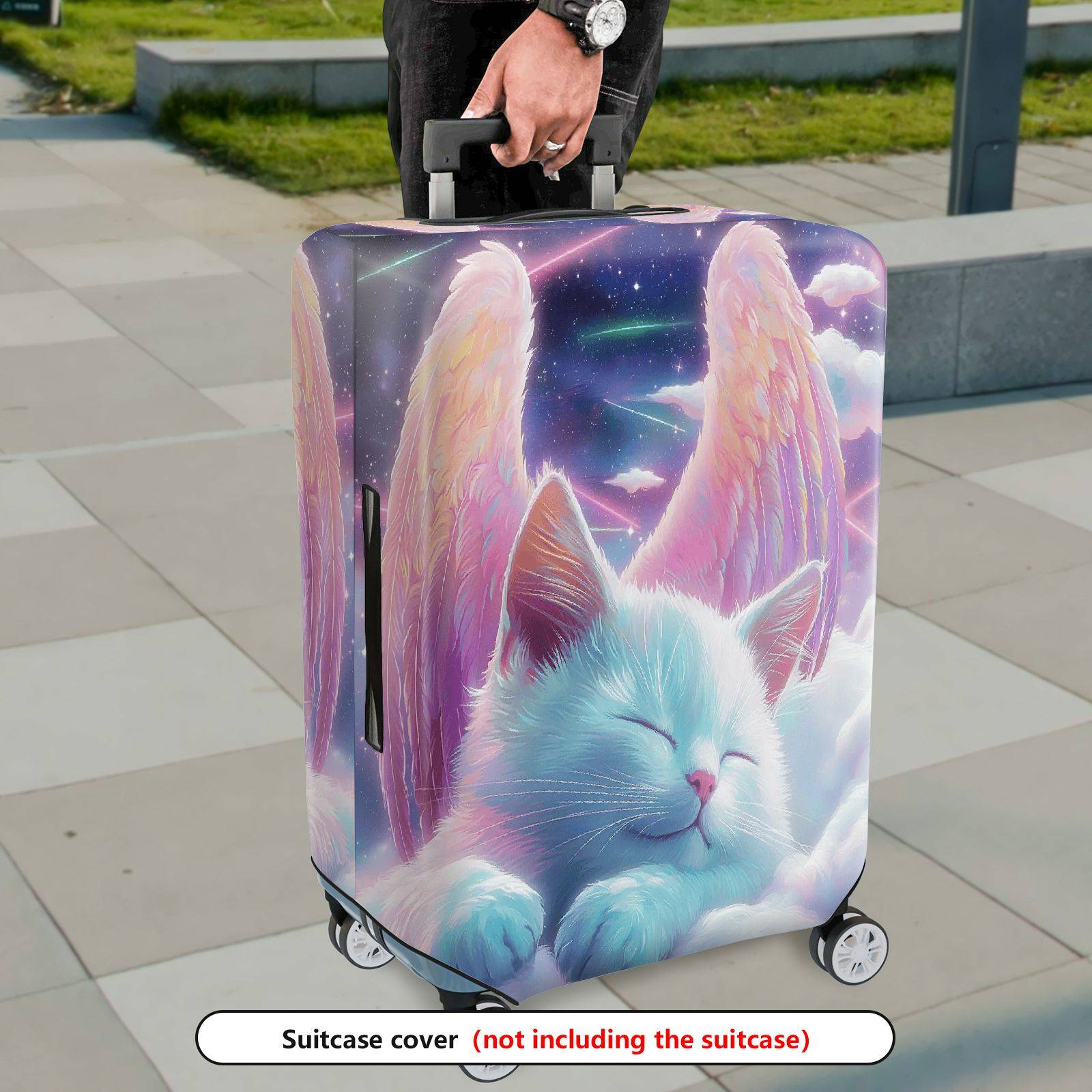 1-Piece Angel Cat Galaxy Dream Wing Star  Suitcase Luggage Cover, Stretch Protective Sleeve