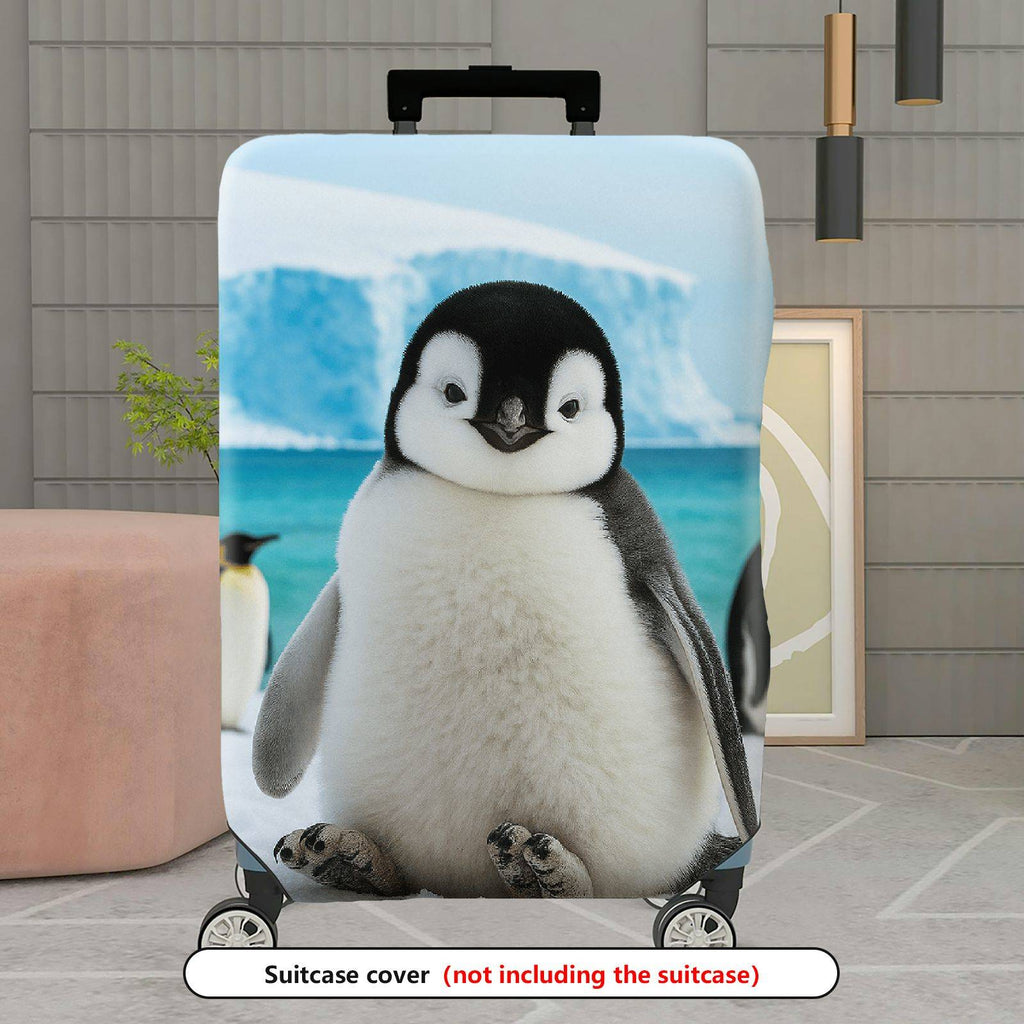 1-Piece Cute Penguin Arctic Ice Snow Wildlife Travel  Suitcase Luggage Cover, Stretch Protective Sleeve