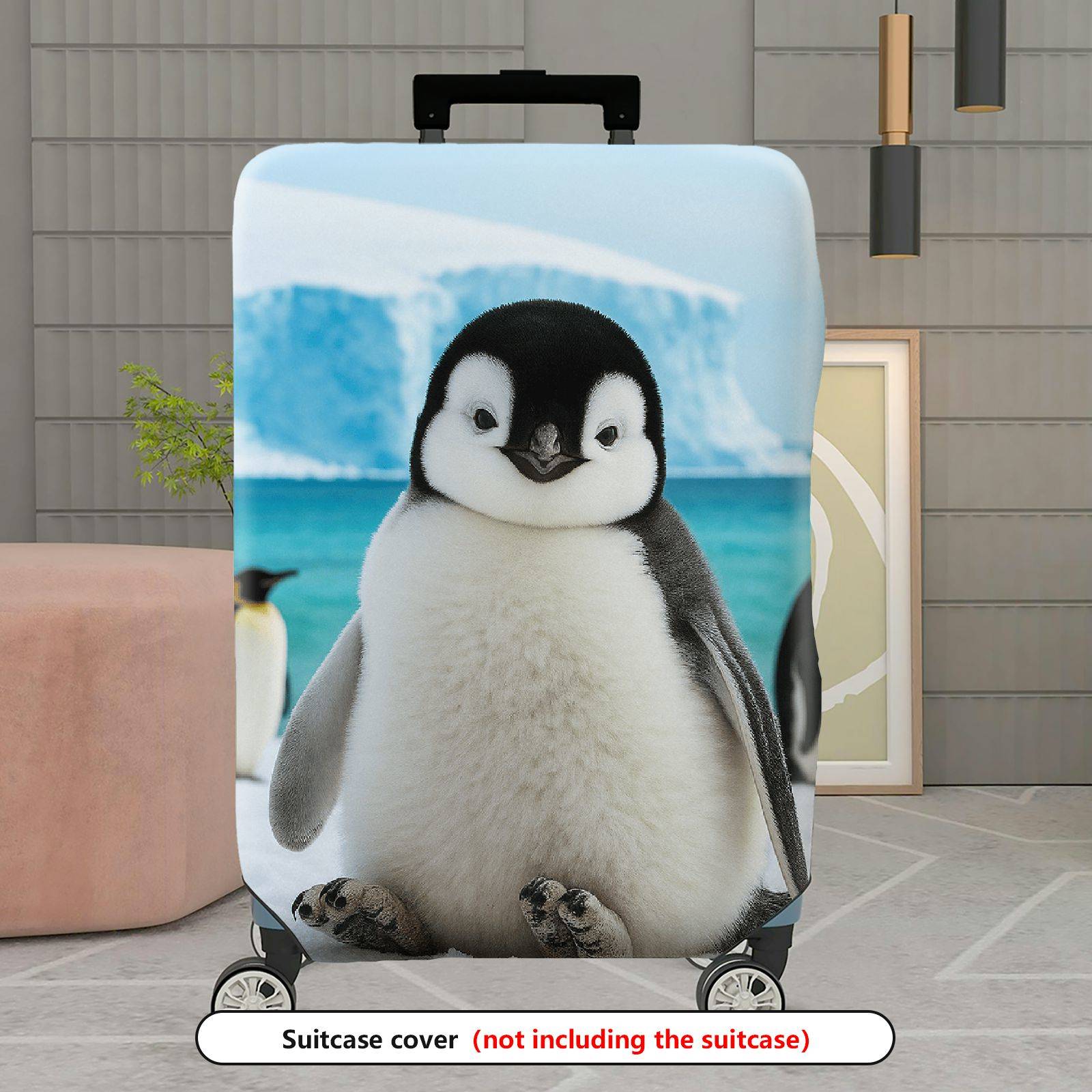 1-Piece Cute Penguin Arctic Ice Snow Wildlife Travel  Suitcase Luggage Cover, Stretch Protective Sleeve