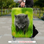 1-Piece Cute Adorable Green Grass Fox Animal Nature  Suitcase Luggage Cover, Stretch Protective Sleeve