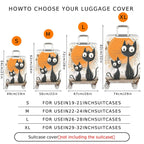 1-Piece Black Cat Abstract Orange Artistic Cute Creative  Suitcase Luggage Cover, Stretch Protective Sleeve