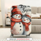1-Piece Snowman Winter Christmas Holiday Festive  Suitcase Luggage Cover, Stretch Protective Sleeve