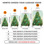 1-Piece Christmas Tree Decorative Festive Holiday Colorful  Suitcase Luggage Cover, Stretch Protective Sleeve