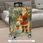 1-Piece Christmas Snowman Santa Reindeer Holiday  Suitcase Luggage Cover, Stretch Protective Sleeve